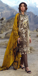 Un-Stitched 3pc Printed Embroidered Cambric Shirt with Wool Net Dupatta (WK-421A)