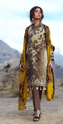 Un-Stitched 3pc Printed Embroidered Cambric Shirt with Wool Net Dupatta (WK-421A)
