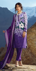 Un-Stitched 3pc Printed Embroidered Cambric Shirt with Wool Net Dupatta (WK-422B)